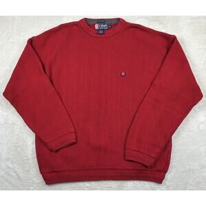 Chaps Ralph Lauren Sweater Mens Large Red Pullover Long Sleeve Knit Hand Framed